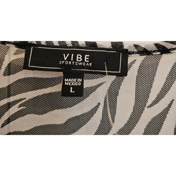 Vibe Cami Top Blouse Zebra Print V Neck Lace Sheer Black White Juniors Sz L NWT - Picture 6 of 8